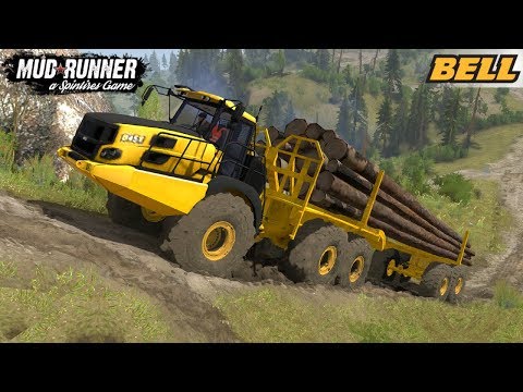 Spintires: MudRunner - BELL B45E LOGGING TRUCK Difficult Road over the Hills