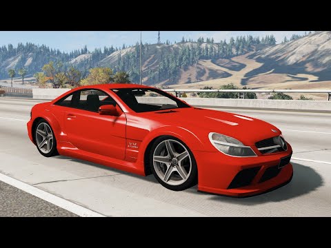 BeamNG.drive - Mercedes-Benz SL65 AMG Black Series R230 2008 - Car Show Test Drive Crash . 4K 60fps.