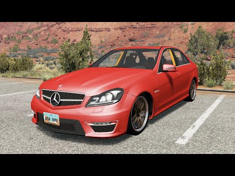 BeamNG.drive - Mercedes-Benz C63 AMG (W204) 2011 - Car Show Test Drive Crash . 4K 60fps.