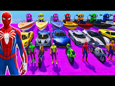 gta 5 mega ramp challenge | gta 5 epic Spiderman ragdolls jumps/fails | gta 5 mods stunt