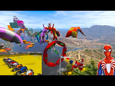 GTA 5 Mega Ramp epic spiderman | gta 5 MEGA RAMP CHALLENGE | gta 5 epic Spiderman ragdolls