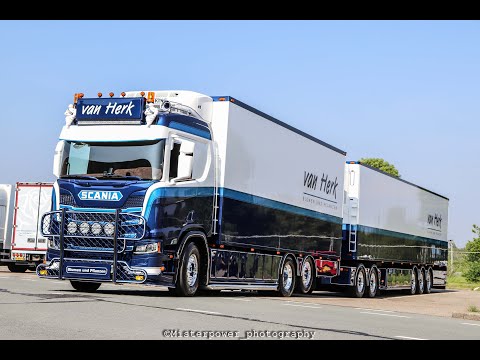 VAN HERK SCANIA R650 V8 NextGeneration LOUD open pipe sounds [ONBOARD]