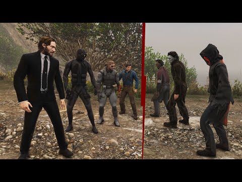 John Wick, Sam Fisher, Solid Snake, Ash Williams vs Devil Ghostface, Leatherface, Michael Myers GTA5