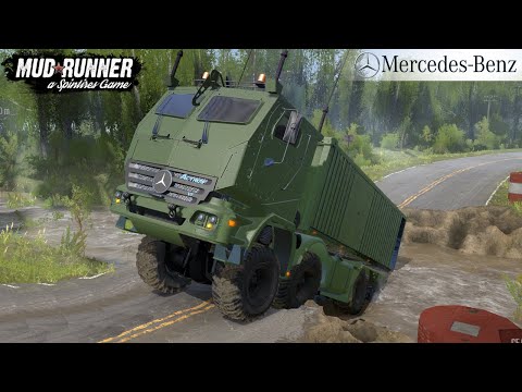 Spintires: MudRunner - MERCEDES-BENZ ACTROS HABRV Army Truck Driving Through Road Collapse